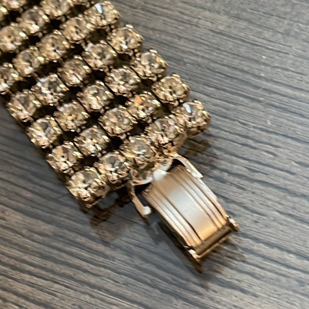 Vintage Wide Rhinestone Bracelet - Picture 2 of 16